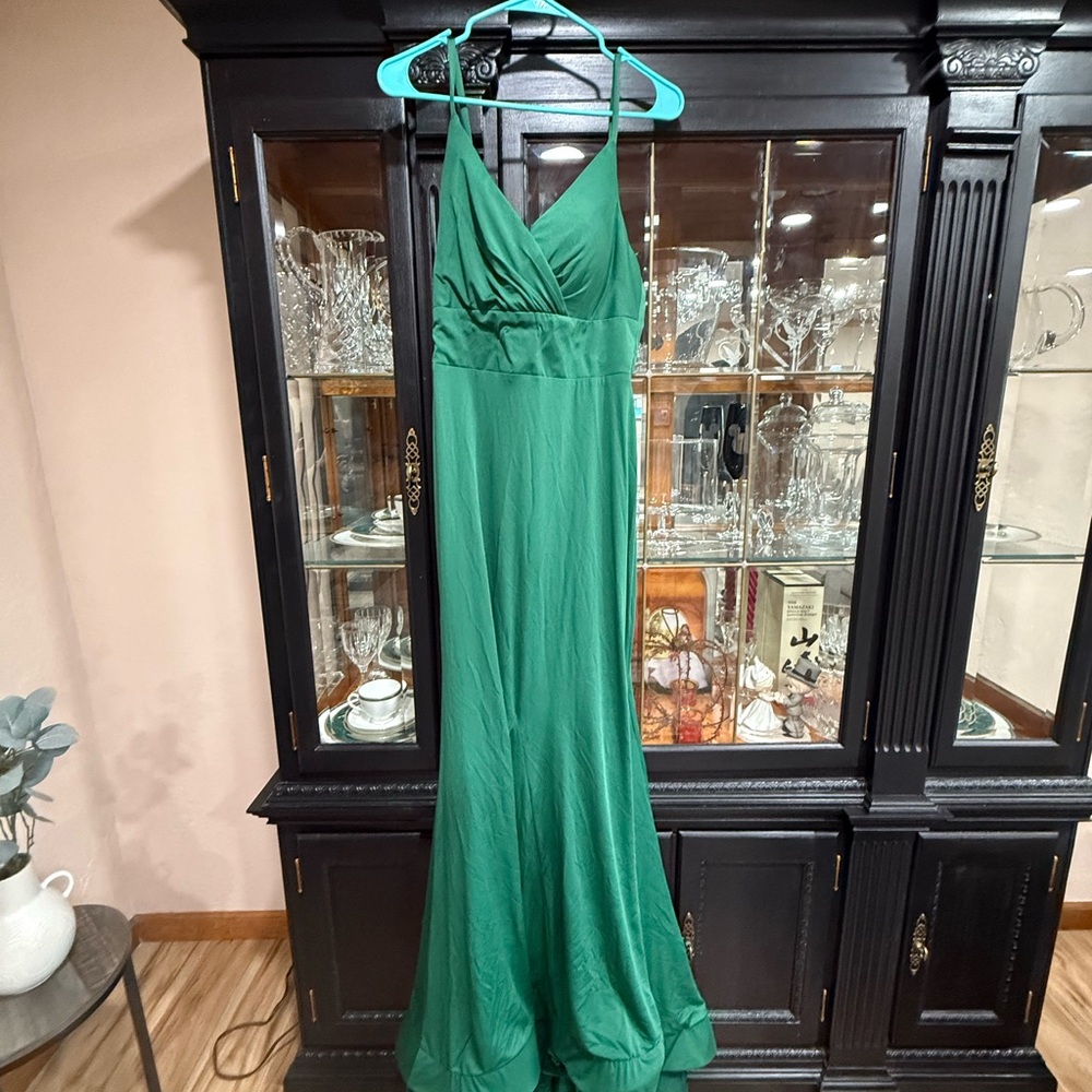 Green Halter Maxi Gown for Weddings